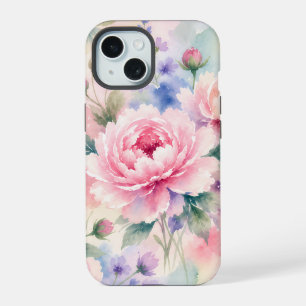 Watercolor Peony Flower iPhone 15 Case