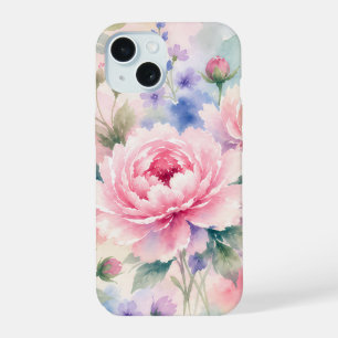 Watercolor Peony Flower iPhone 15 Case