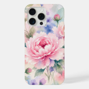 Watercolor Peony Flower iPhone 15 Pro Max Case