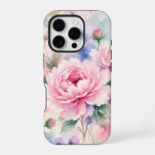 Watercolor Peony Flower iPhone 16 Pro Case