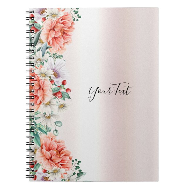 Watercolor Peony Flower Notebook (Front)