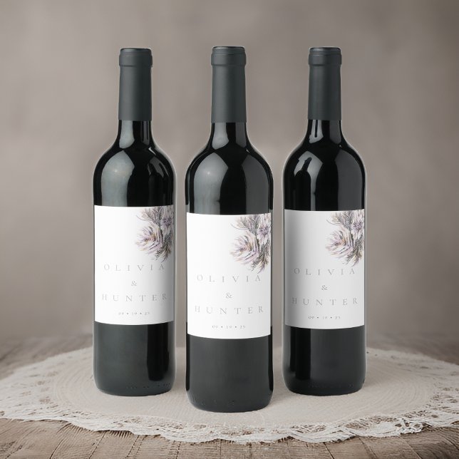 Watercolor Peony Flowers Wedding Wine Label (Creator Uploaded)