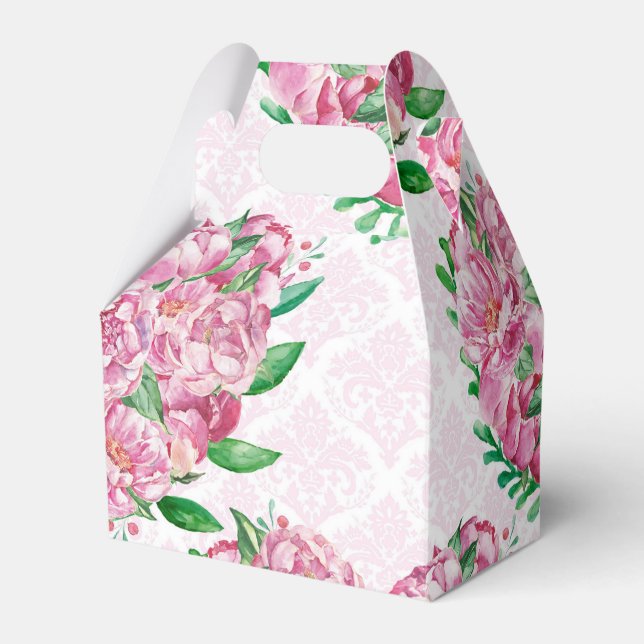 watercolor peony heart favour box (Front Side)