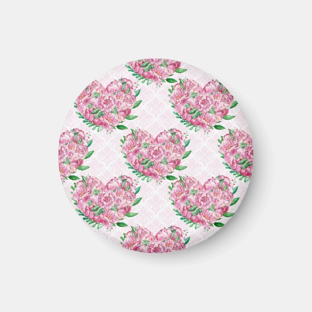 watercolor peony heart magnet (Front)