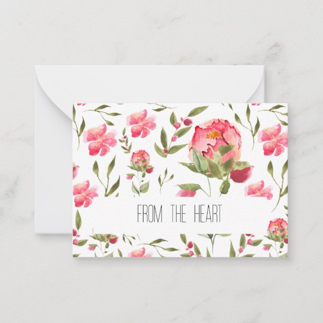Watercolor Peony Note Cards – Elegant Floral Stati (Front)