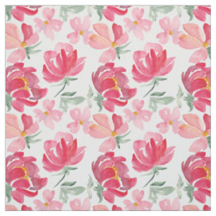 Watercolor Peony Pattern Fabric