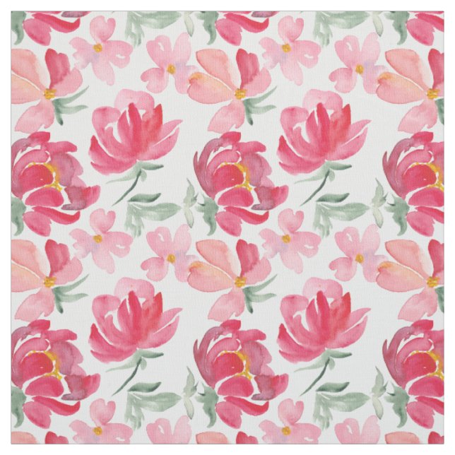 Watercolor Peony Pattern Fabric (Swatch)