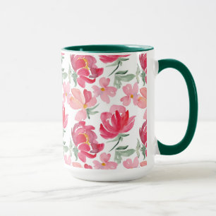 Watercolor Peony Pattern Mug