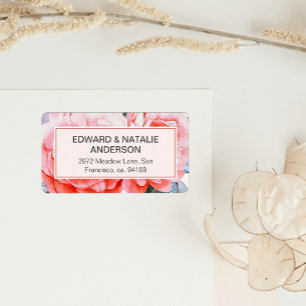 Watercolor Peony   PinkFlower Wedding RSVP Address Label