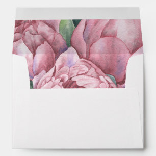 Watercolor peony roses flowers pattern envelope