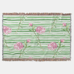 watercolor peony throw blanket