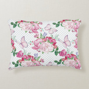 watercolor peony,watercolor butterfly decorative cushion