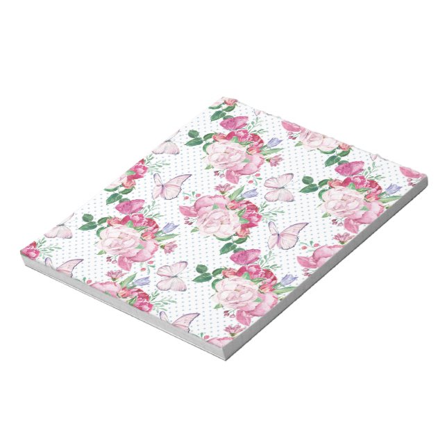 watercolor peony,watercolor butterfly notepad (Rotated)