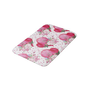watercolor peony,watercolor heart bath mat