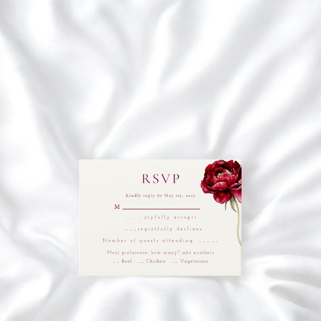 Watercolor Peony Wedding RSVP Response Card (Creator Uploaded)