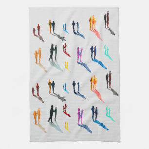Watercolor people figure art tea towel