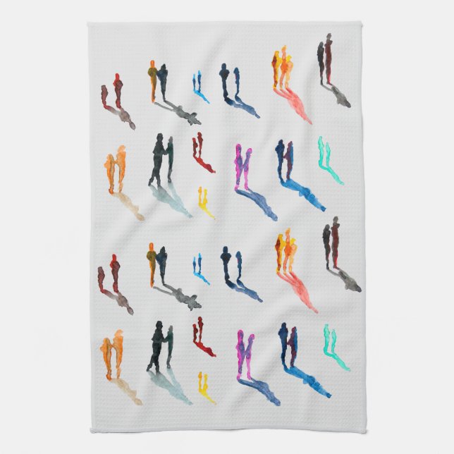 Watercolor people figure art tea towel (Vertical)