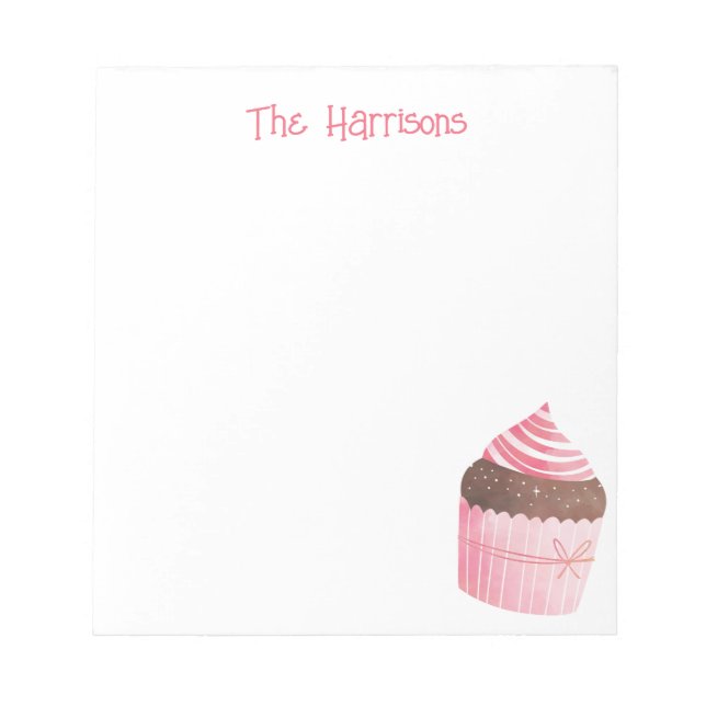 Watercolor Peppermint Cupcake Christmas Notepad (Front)