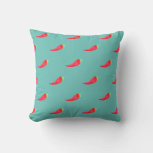 Watercolor Peppers Red Habanero Chilli Cushion