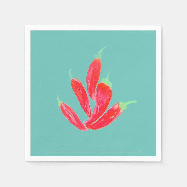 Watercolor Peppers Red Habanero Chilli Napkin (Front)
