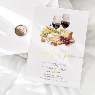 Watercolor Perfect Pair Wine Cheese Engagement
