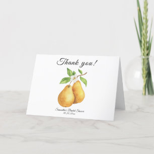 Watercolor Perfect Pear Thank You Bridal Shower Card