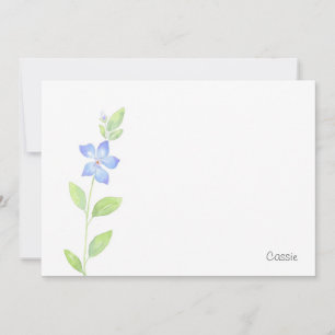 Watercolor Periwinkle Flower Card