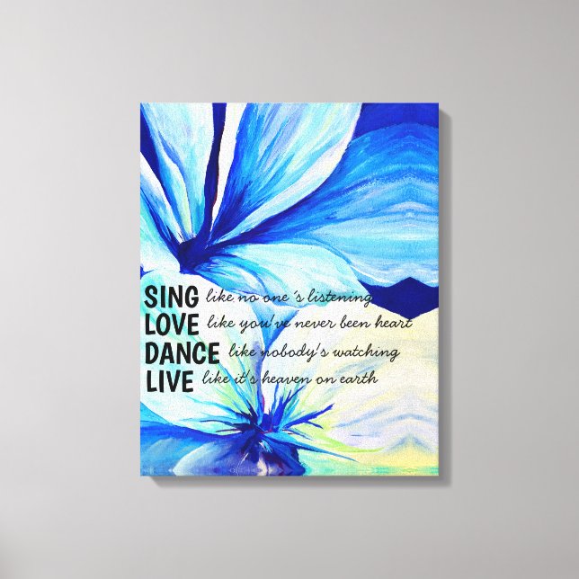 Watercolor Persian Blue Lilies Petals Pattern art Canvas Print (Front)