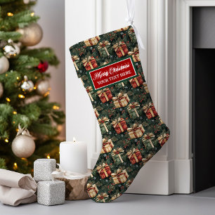 Watercolor Personalised Christmas Stocking Vintage