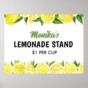 Watercolor Personalised Lemonade Stand Poster