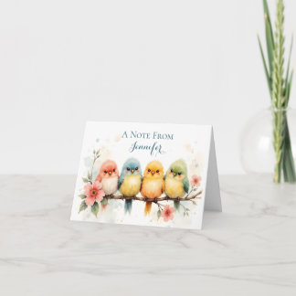 Watercolor Personalised Pastel Birds Blank Note Card