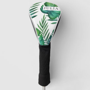 Watercolor Personalised Tropical Leaves Golf Head Cover