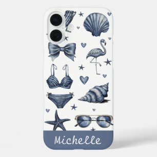 watercolor Personalized Summer Travel Theme Beach iPhone 16 Plus Case