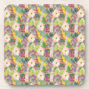 Watercolor Peruvian Woman & Llama Pattern Coaster