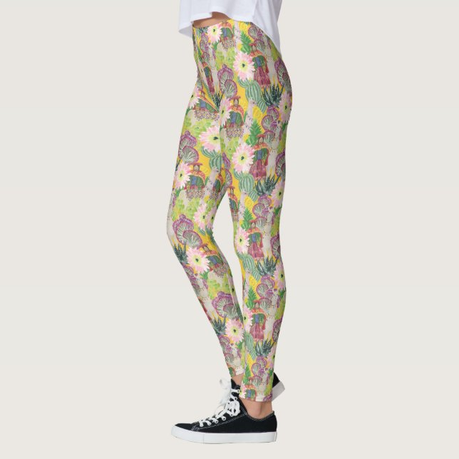 Watercolor Peruvian Woman & Llama Pattern Leggings (Left)