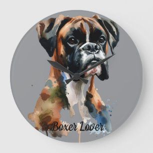 Watercolor Pet Boxer Personalise Wall Clock