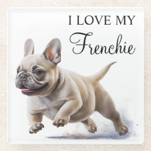 Watercolor Pet French Bulldog Personalised Glass Coaster