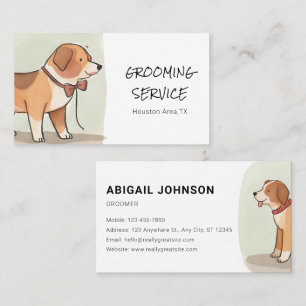 Watercolor Pet Grooming with Corgi Business Card