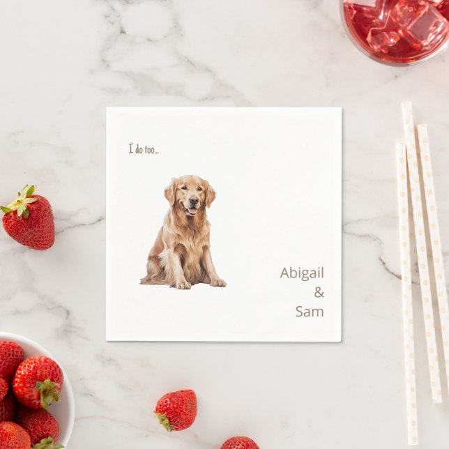 Watercolor Pet Image Wedding Napkin (Insitu)