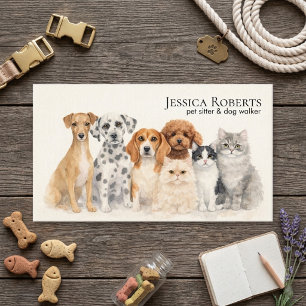 Watercolor Pet Sitter Dog Walker Business Card