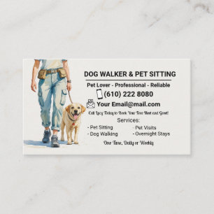 Watercolor Pet Sitter Dog Walker Cute Dog Business Card