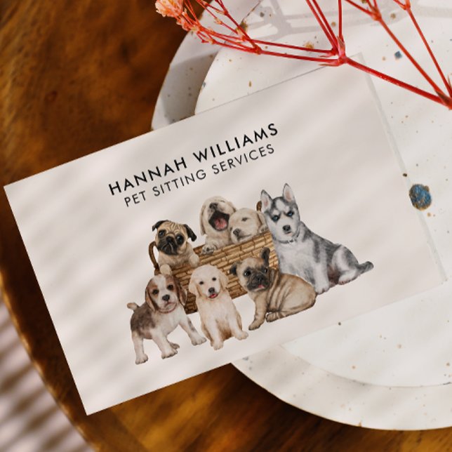Watercolor Pet Sitting Services Business Card (Creator Uploaded)