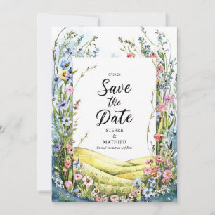 Watercolor Petals Wildflower Wedding Save The Date