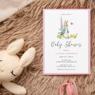 Watercolor Peter Rabbit Baby Girl Shower  Invitation