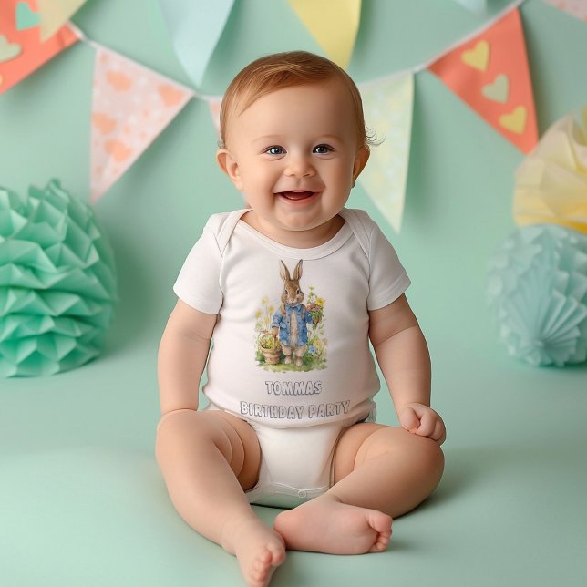 Watercolor Peter Rabbit Birthday Baby T-Shirt (Creator Uploaded)