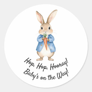 Watercolor Peter Rabbit Garden Party Baby Shower Classic Round Sticker