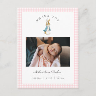 Watercolor Peter Rabbit Girl Birth Announcement Postcard