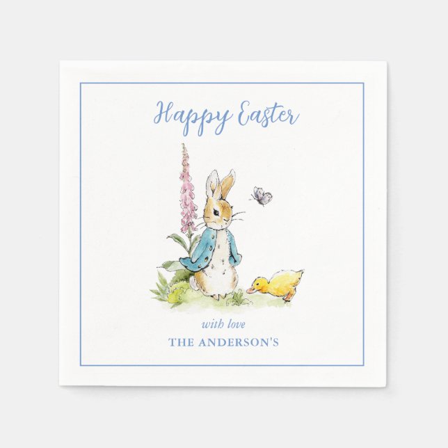 Watercolor Peter Rabbit Happy Easter Brunch  Napkin (Front)