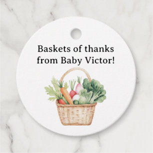 Watercolor Peter Rabbit Veggie Basket Baby Shower  Favour Tags