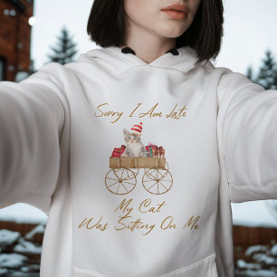 Watercolor Pets Cat Modern Script Funny Christmas Hoodie